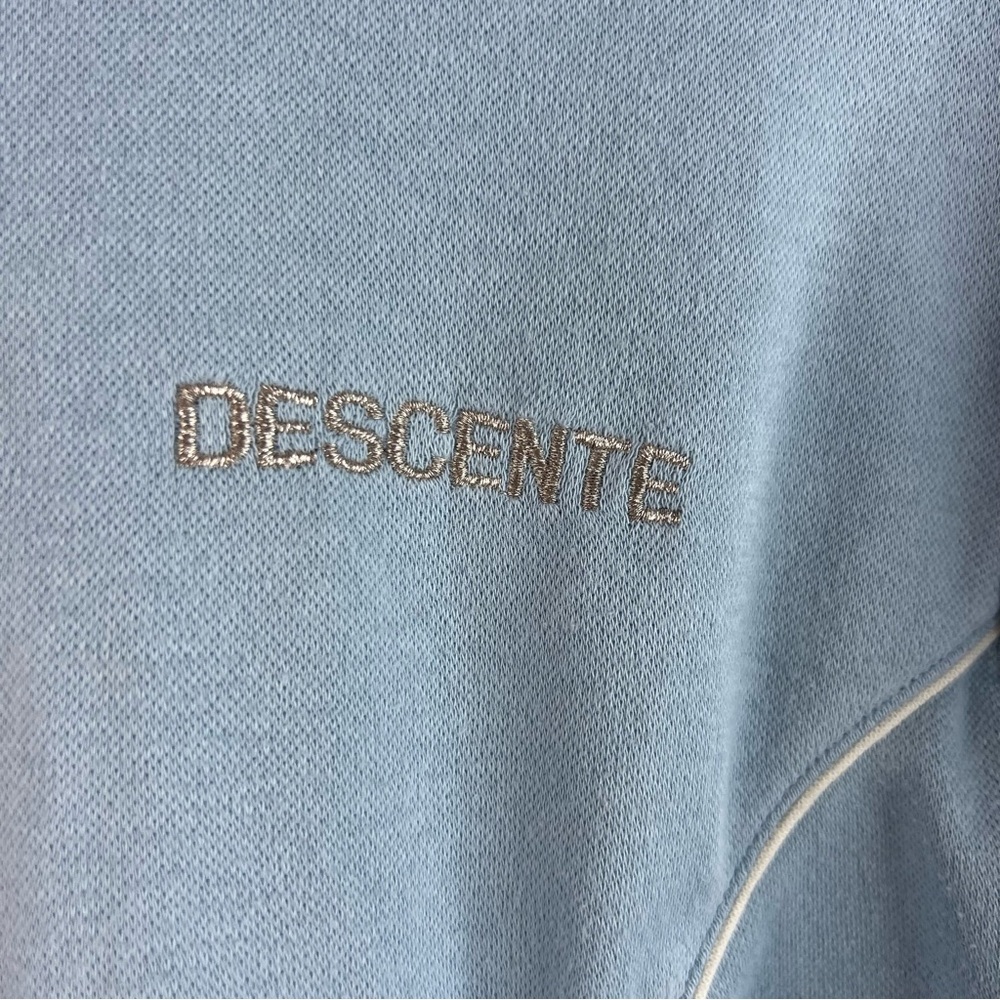 Descente sweater half zip collared pin stripes warm Light Blue white Sweater - Picture 4 of 15